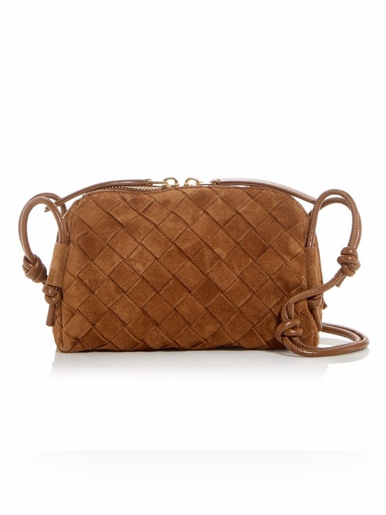 Bottega Veneta Handbags - BOTTEGA VENETA Concert Intrecciato suede leather crossbody bag pouch